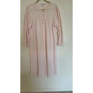 Miss Elaine Women's Large Pink Seersucker Zippered Nightgown/Robe